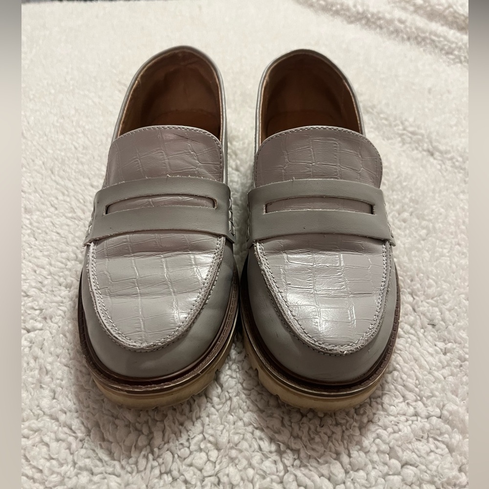 Journee Collection Grey Croc platform loafers- Women’s size 6